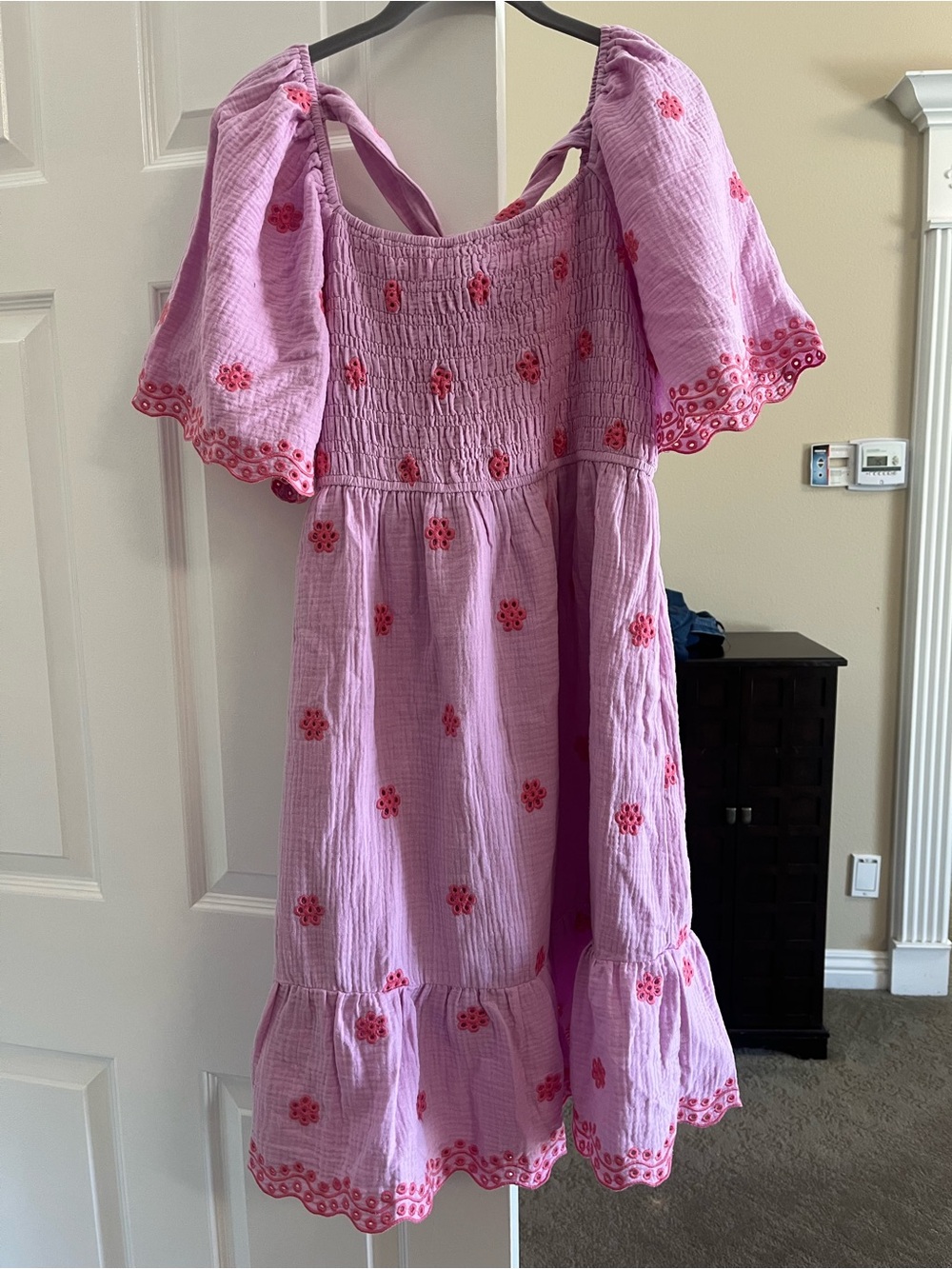 easel Lilac Dress with Pink Floral Embroidery